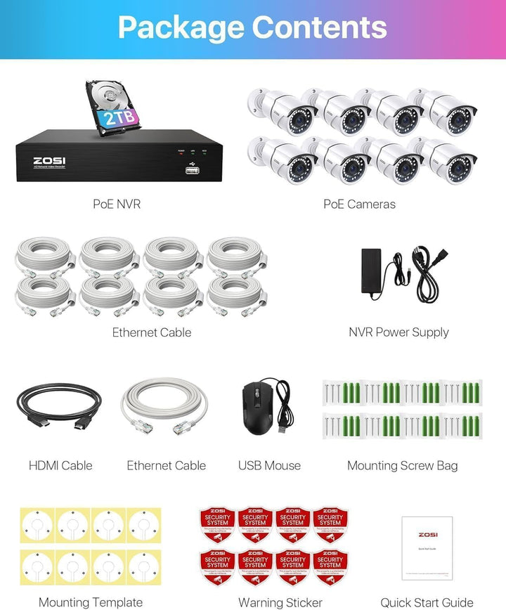 ZOSI Sistema de cámara de seguridad para el hogar 4K PoE con disco...