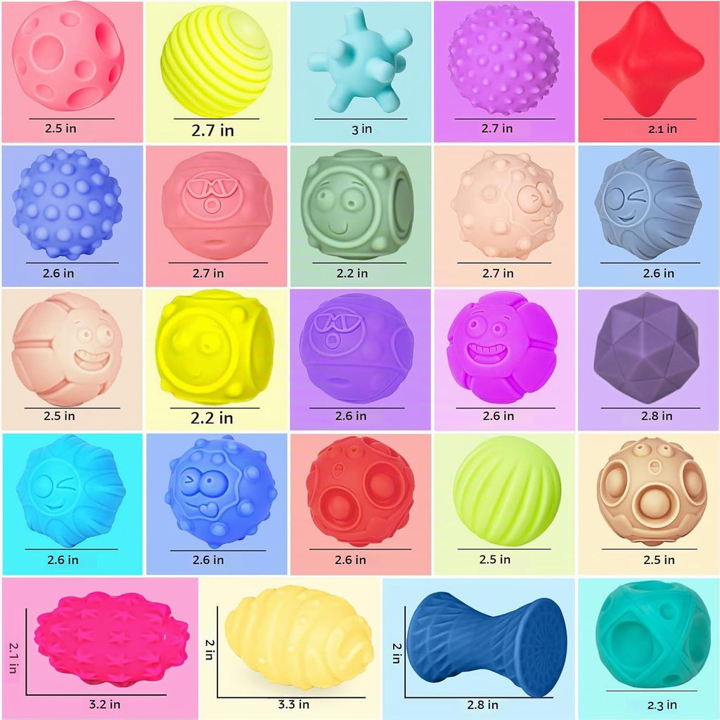 Paquete de 24 bolas sensoriales suaves Montessori juguetes para bebés y