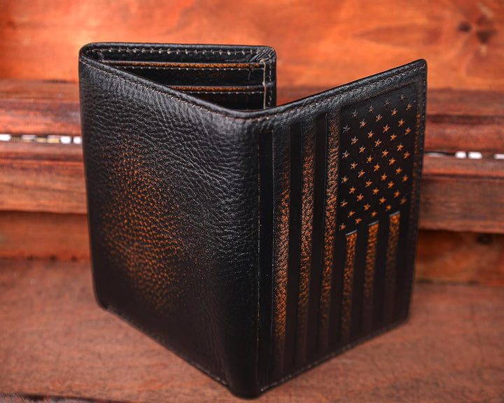 DK86 Billeteras de cuero genuino con bloqueo RFID con ventana de id...