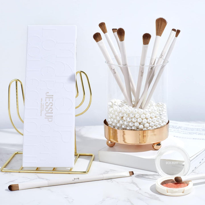 Jessup Juego de 10 brochas de maquillaje de ojos de precisión sinté...