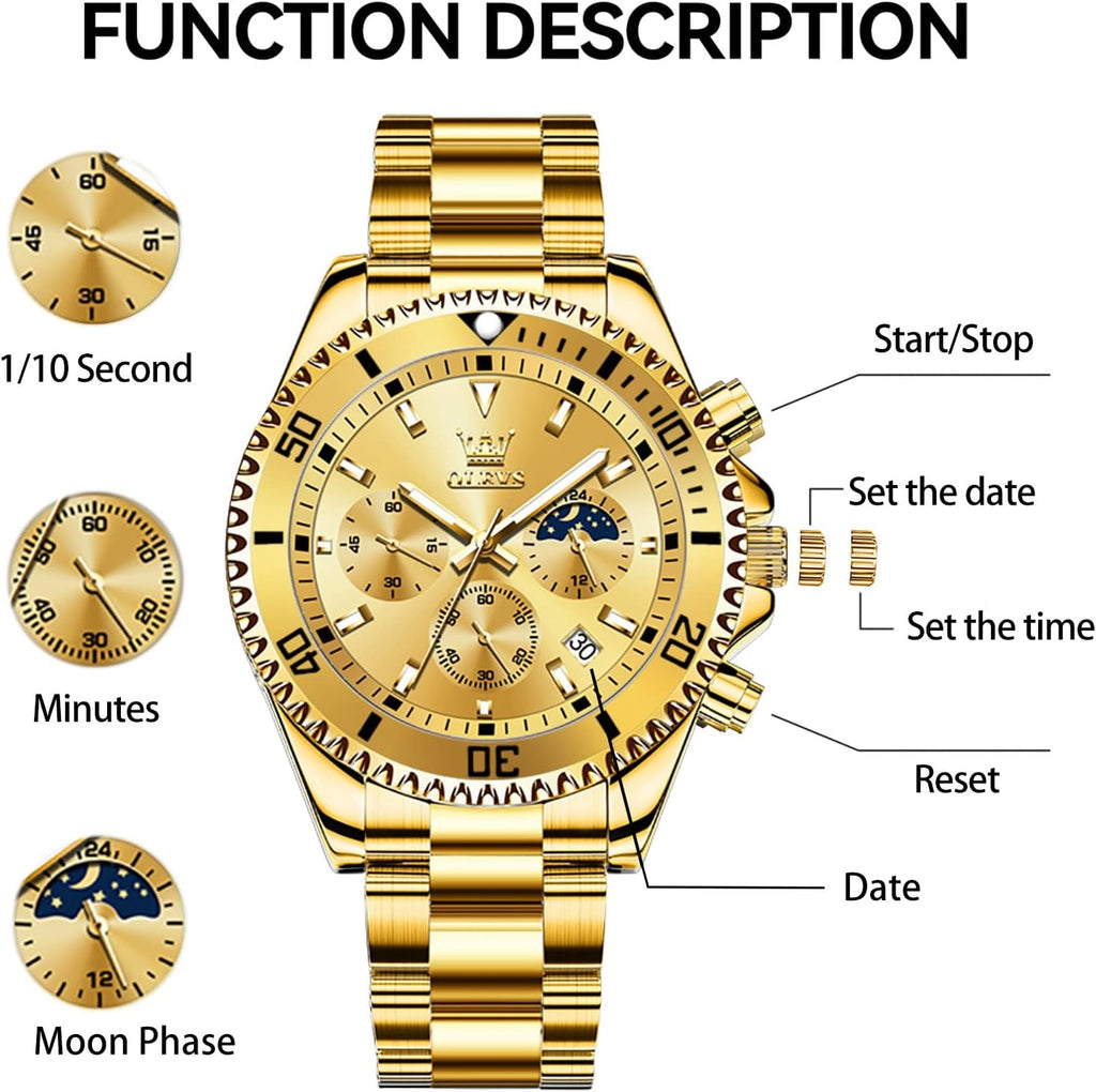 OLEVS Relojes para hombre, de cara grande, de acero inoxidable, resistente al agua, con fecha, analógicos, de cuarzo, modernos, de negocios, relojes de pulsera para hombre