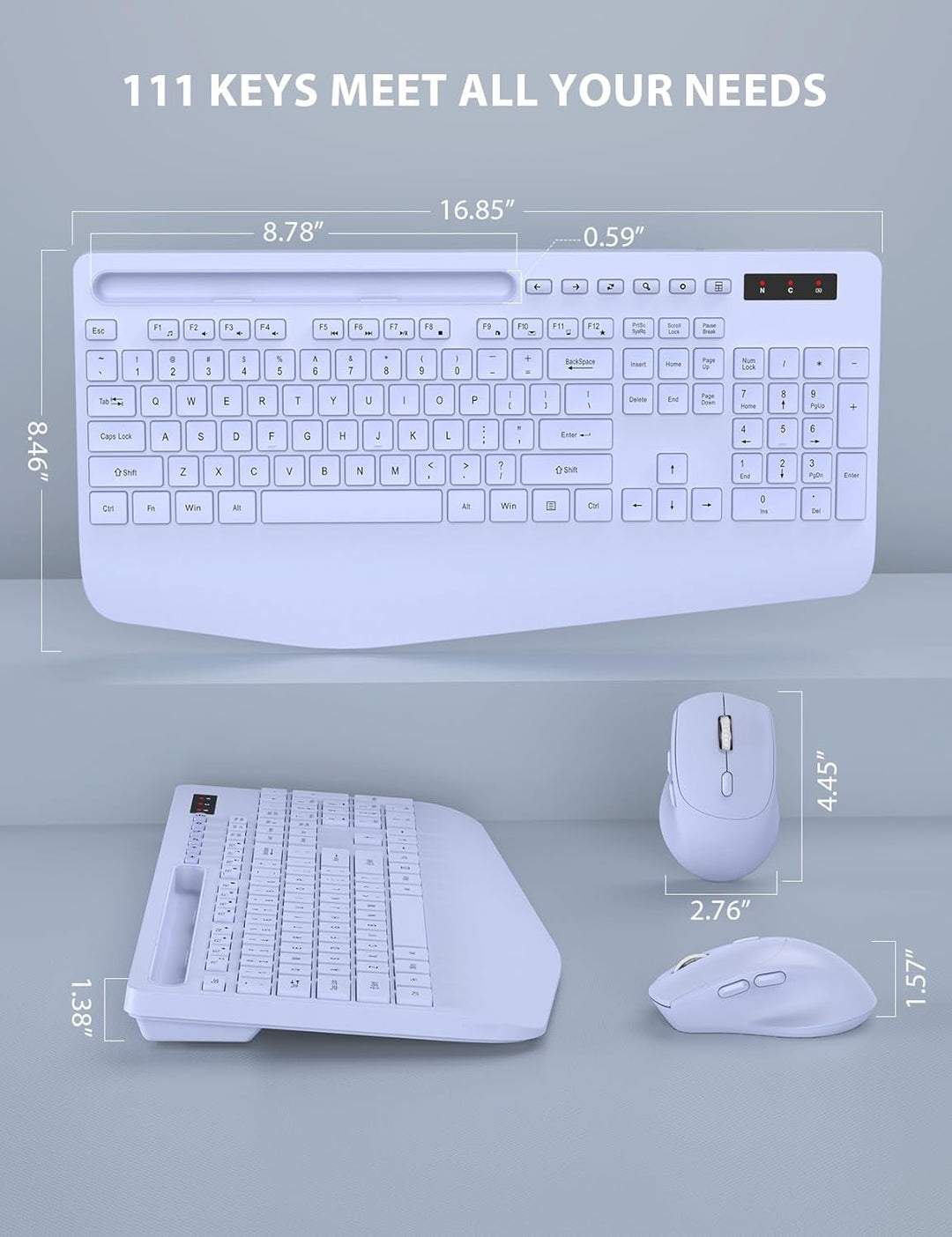 Combo de teclado y mouse inalámbrico - Teclado ergonómico de tamaño...