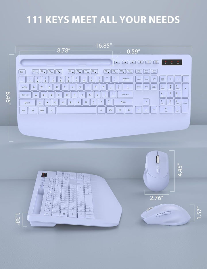 Combo de teclado y mouse inalámbrico - Teclado ergonómico de tamaño...