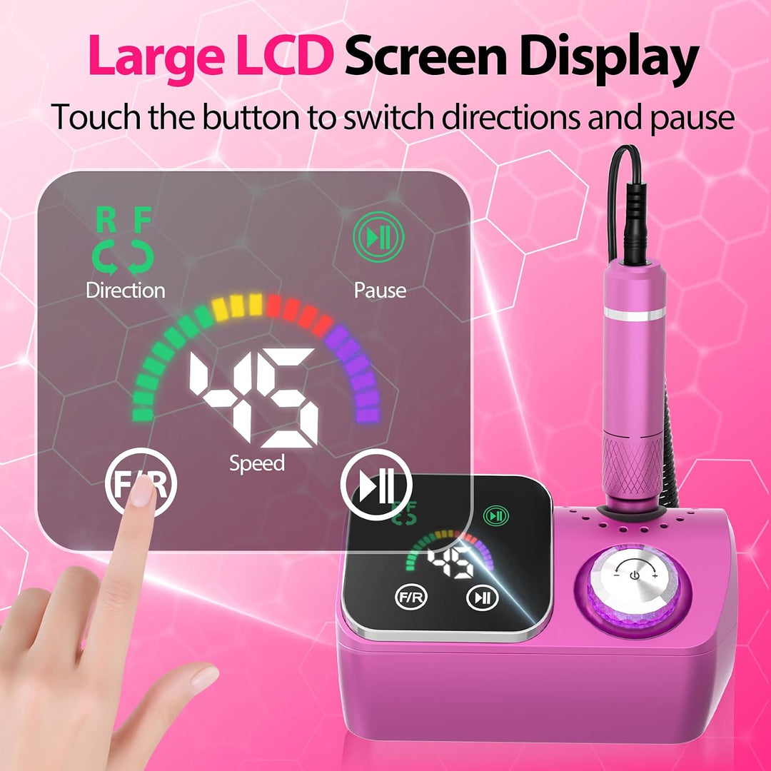 PYVOLA Taladro de uñas eléctrico profesional E-File Máquina - Kit d...