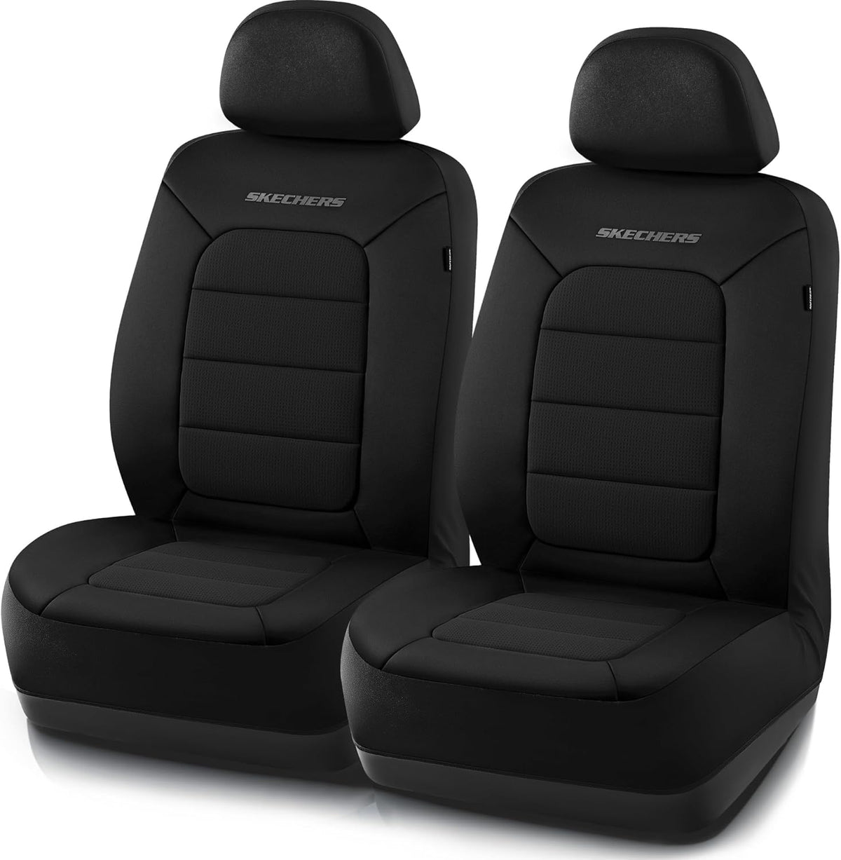 Skechers Fundas de asiento de automóvil de espuma viscoelástica, fundas de asiento grueso de tela fresca al tacto, compatibles con bolsas de aire, protección cómoda automotriz para la mayoría de