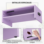 BONTEC Soporte de madera para monitor elevador de escritorio, soporte para monitor de 2 niveles