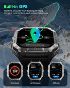Reloj inteligente militar GPS integrado, llamadas Bluetooth, para iPhone y