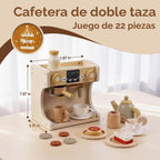 Freniland Juego de cafetera de madera para niños pequeños, máquina de espresso de lujo con accesorios, juguete de cocina Montessori para niños a partir de 3 años