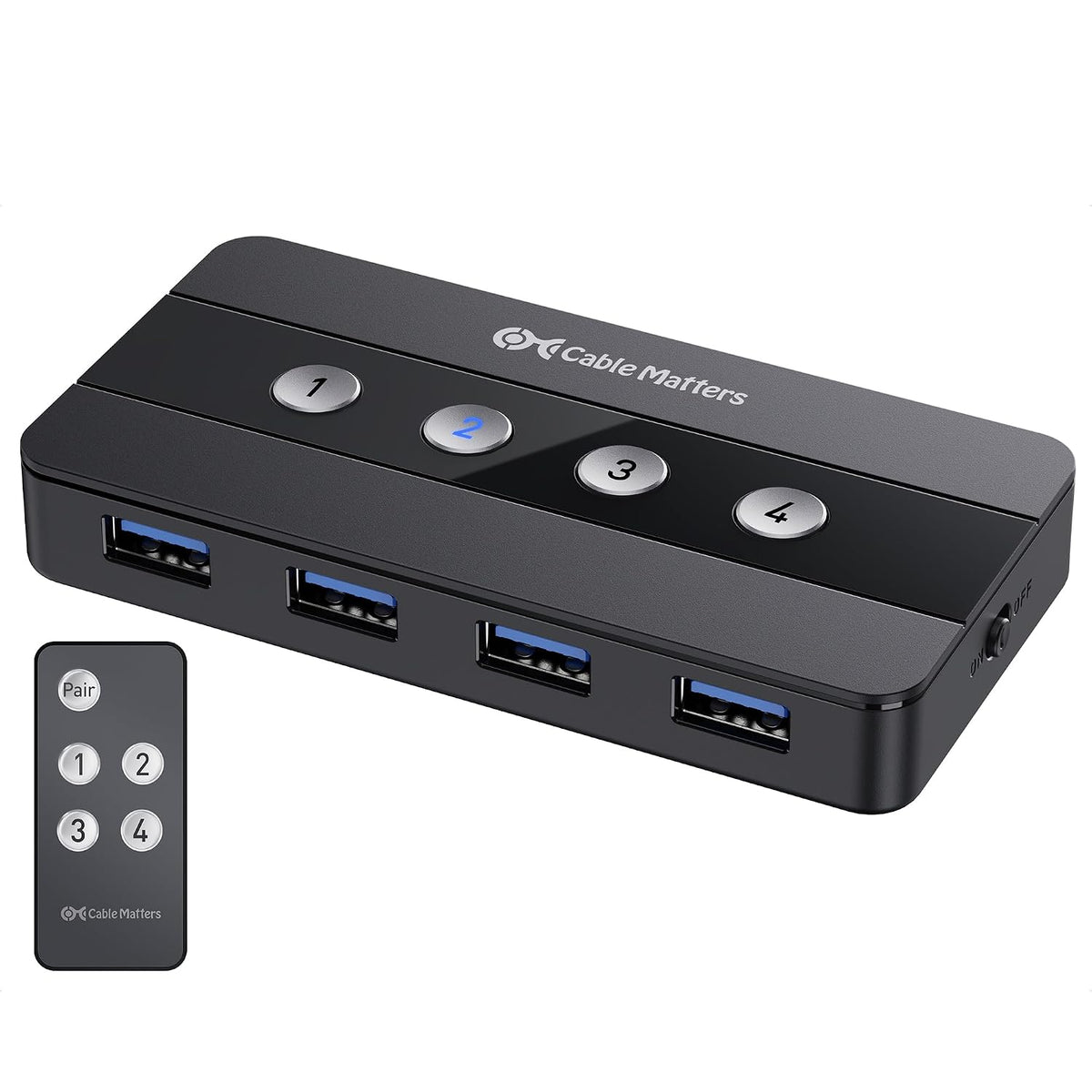 Cable Matters Conmutador USB 3.0 de 4 puertos para 4 computadoras, soporte