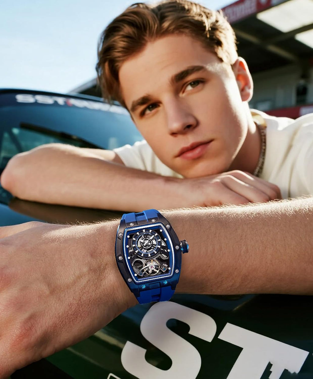 Paras Crown Relojes Automáticos para Hombre Caja de Acero Correa de Silicona Analógico 30M Resistente al Agua Reloj Mecánico Relojes de Moda para Hombre Relojes De Hombre