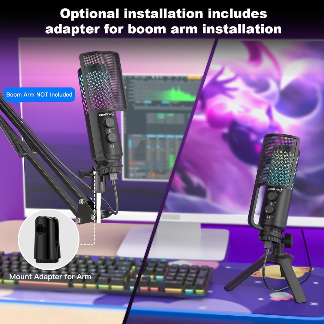 ZealSound Micrófono de podcast para PC\/Mac\/iPhone\/teléfono: micr...