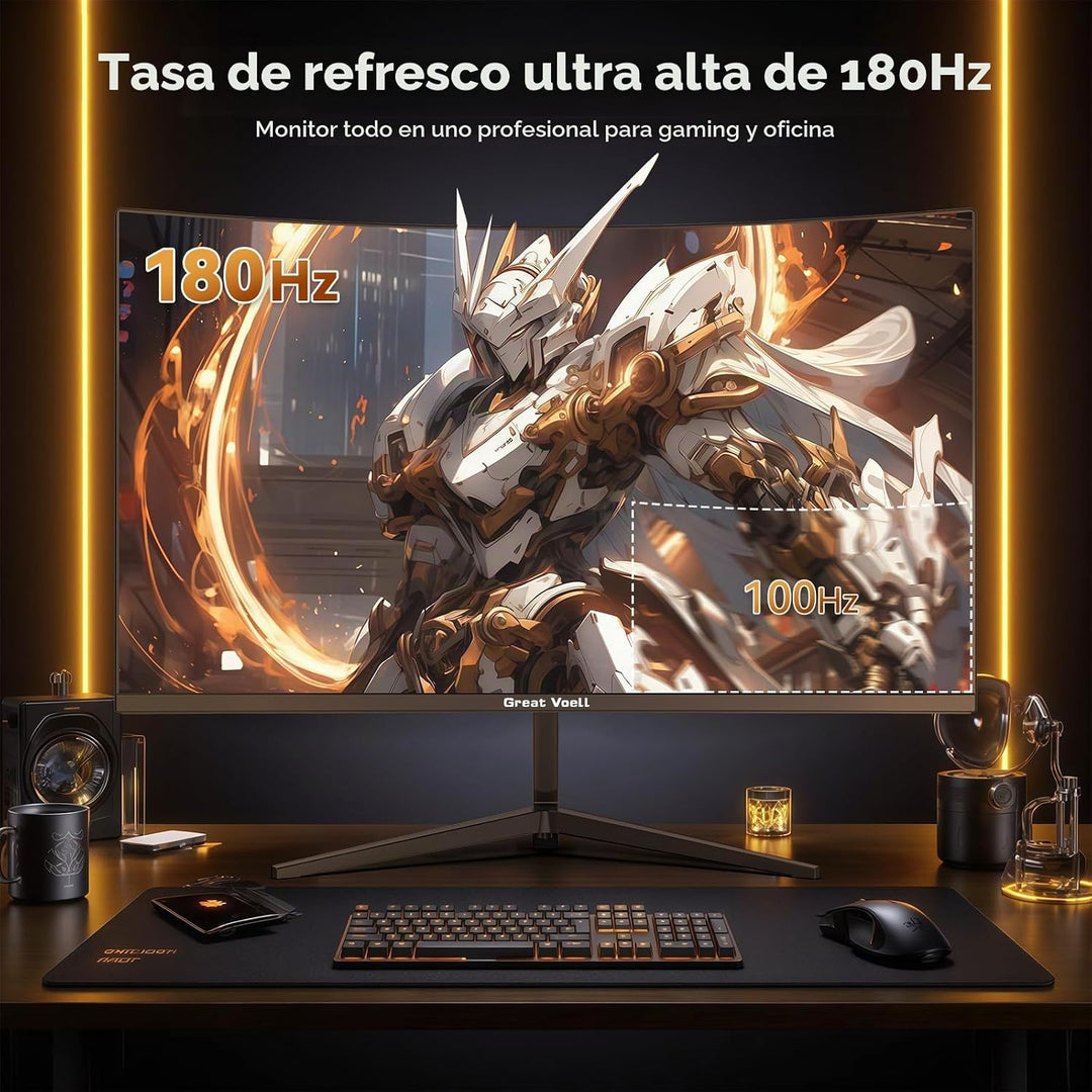 Great voell - Monitor curvo de juegos de 24 pulgadas, 180Hz FHD 108...