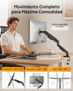 monTEK Brazo de monitor único de aluminio para pantallas de 17-32", soporta