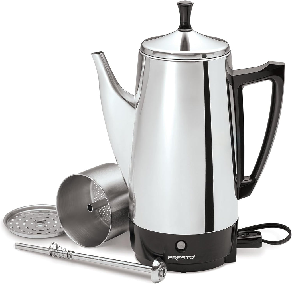 Cafetera eléctrica Presto, de acero inoxidable, rinde 12 tazas, ninguno , Plateado