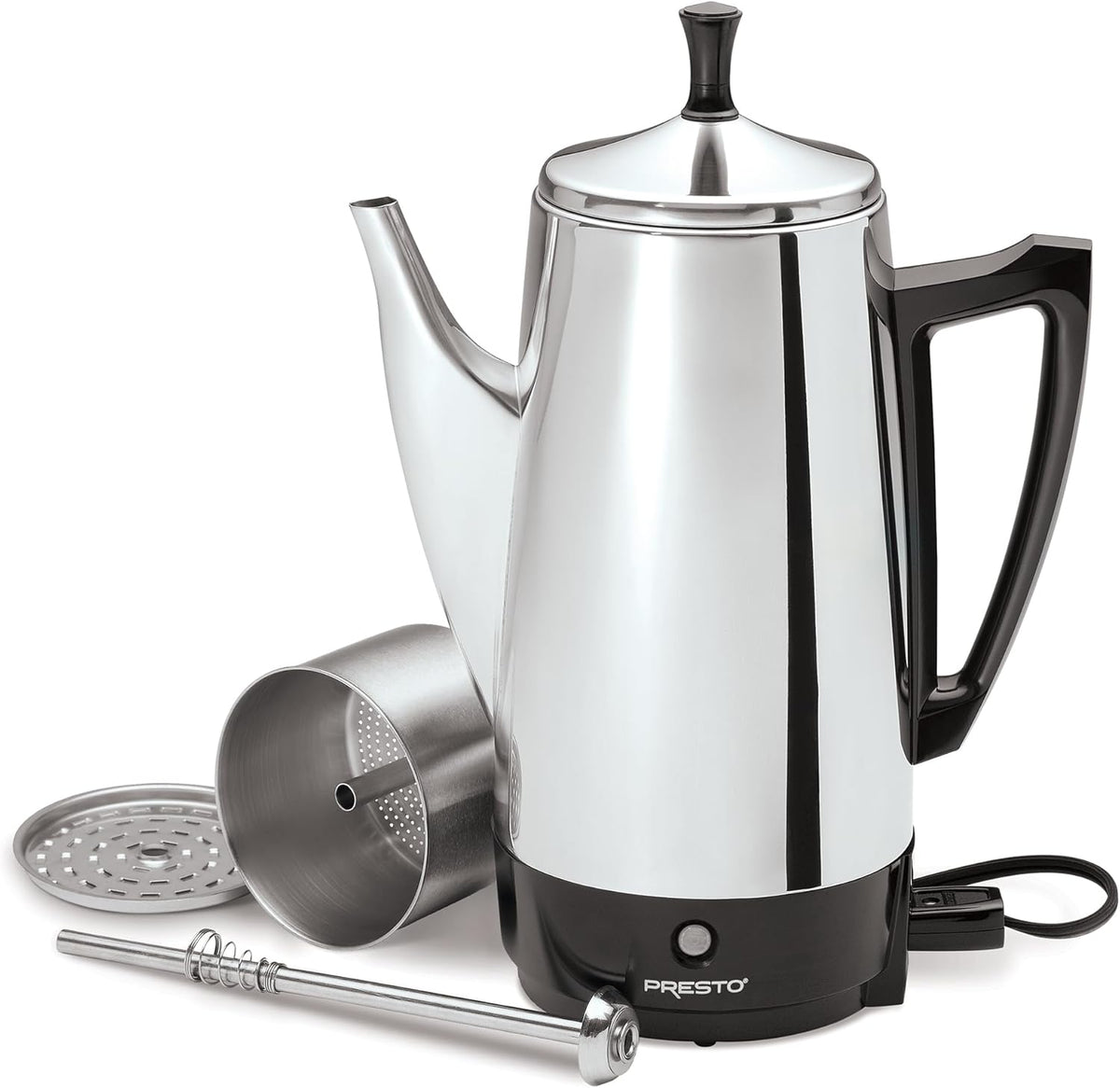 Cafetera eléctrica Presto, de acero inoxidable, rinde 12 tazas, ninguno , Plateado