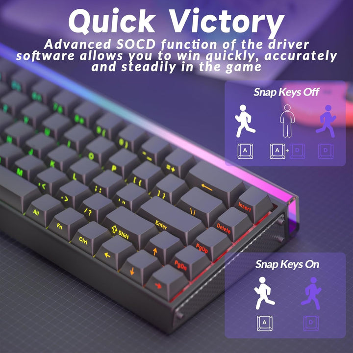 AULA Hero 68 HE Pro - Teclado de juegos con cable con interruptor m...