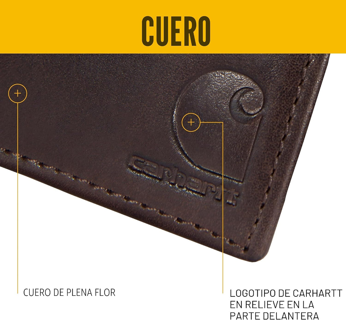Carhartt Cartera de cuero marrón aceitado para hombre, bolsillo frontal, diseños de paccase y triple pliegue, construcción duradera, regalos para hombres, Talla única