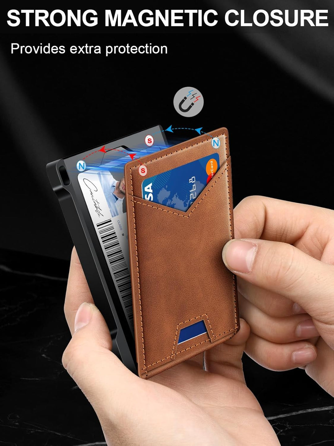 Cartera para hombres RFID con 2 ventanas de identificación y clip p...