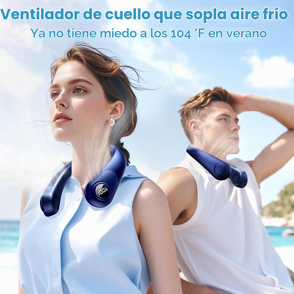 Ventilador de cuello portátil que sopla aire frío, pantalla LED, ve...