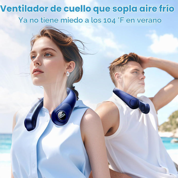Ventilador de cuello portátil que sopla aire frío, pantalla LED, ve...