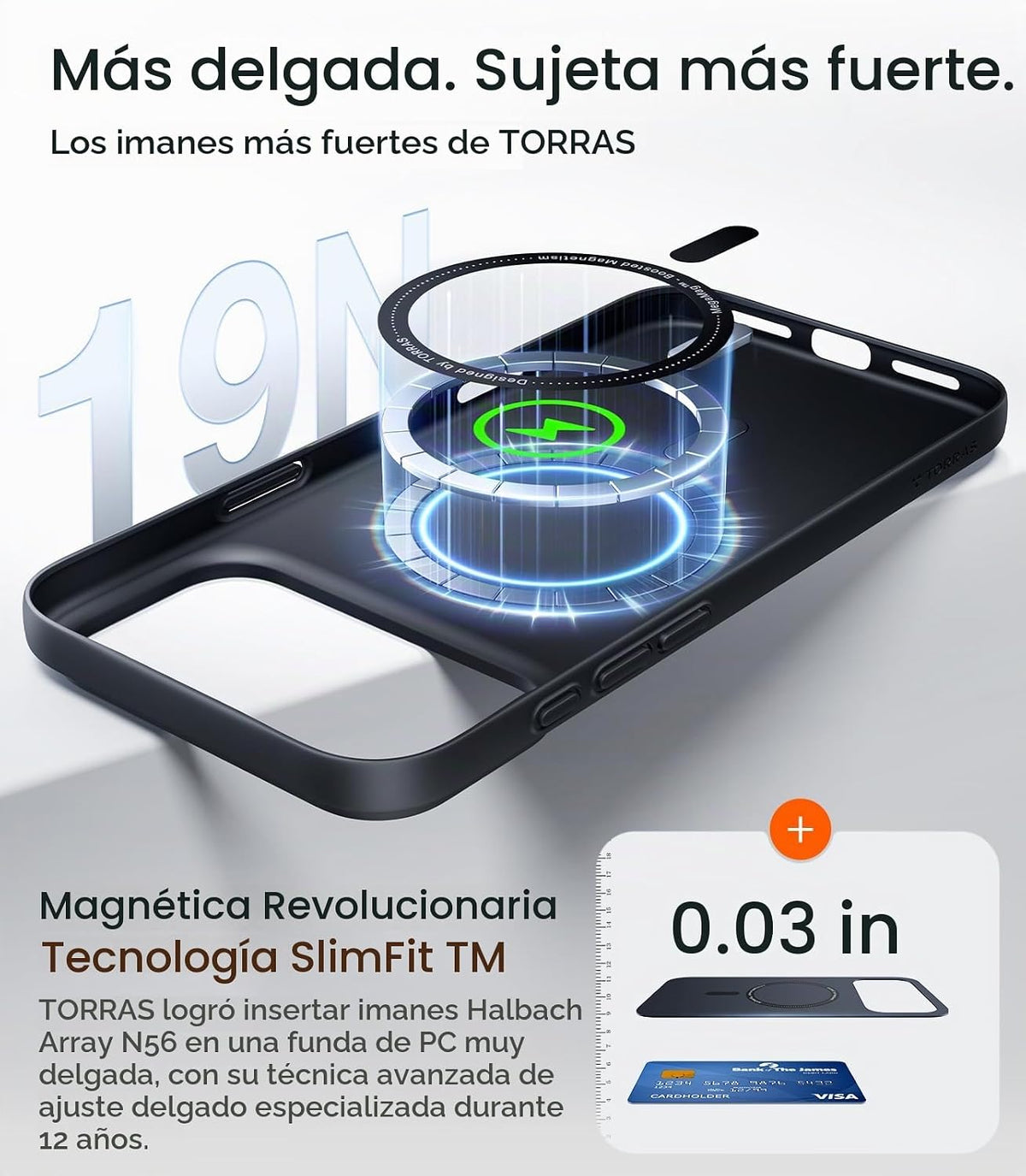 TORRAS Funda magnética delgada para iPhone 18 Pro de 6.3 pulgadas, mate