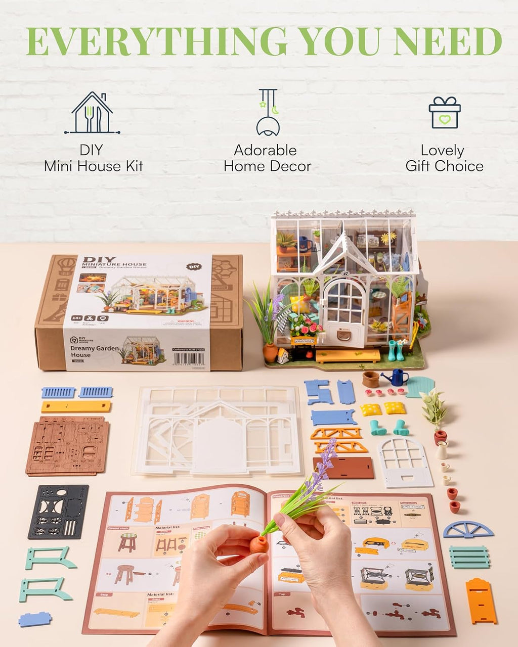 Lámpara Rowood Kit de Construcción de Casa en Miniatura DIY, Kit de Casa de Muñecas en Miniatura, Kits de Modelo de Artesanía de Mayberry Street para Adultos con LED, Regalo de Cumpleaños/Decoración del Hogar
