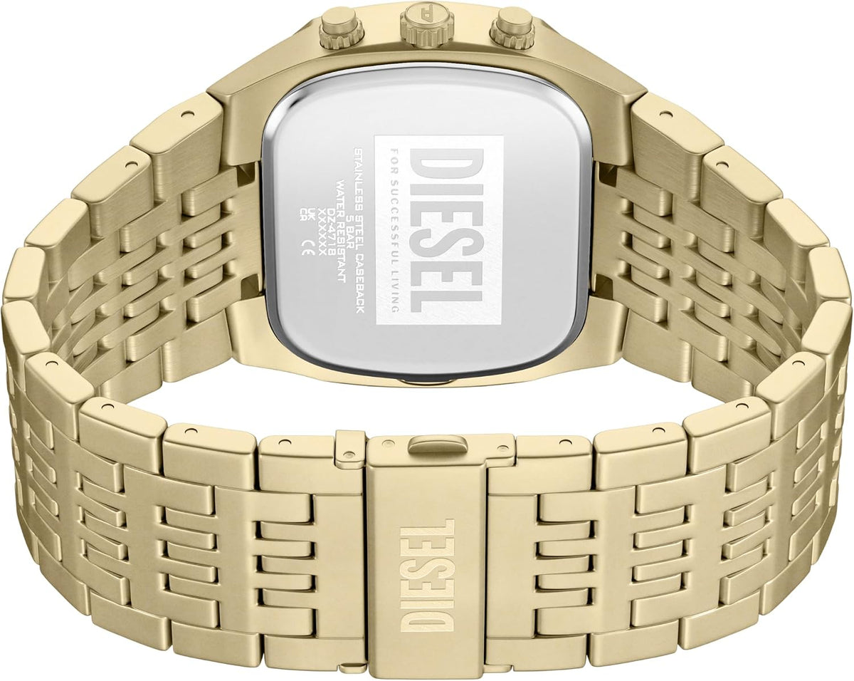 Reloj para hombre Diesel Spiked Cushion Chronograph de acero inoxidable tono dorado (Modelo: DZ4718)