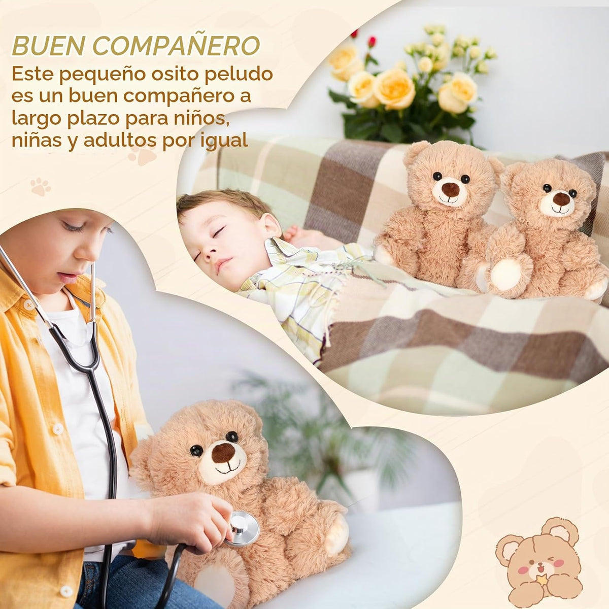 Jenaai 8 ositos de peluche a granel de 10 pulgadas, pequeños, elegantes