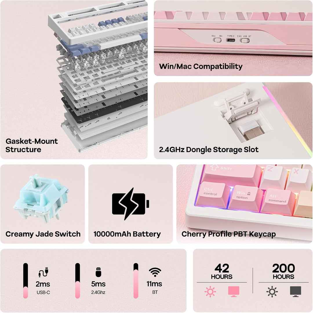 EPOMAKER TH108 PRO Full Size Mechanical Keyboard with Screen &amp;...