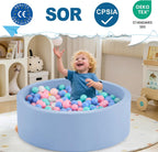 Piscina de bolas de espuma de 35.4 x 11.8 pulgadas para niños pequeños, pelotas redondas para bebés de 1 a 3 años, pelotas de juego para niños y niñas, pelotas no incluidas, azul claro