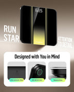 RunStar Báscula digital de baño para peso corporal con alta precisión, pantalla de retroiluminación LED transparente, escala precisa con vidrio templado, 400 libras