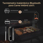 INKBIRD Termómetro de carne inalámbrico, termómetro inteligente para carne Bluetooth, IP67 impermeable con caja recargable para parrilla al aire libre, ahumador, barbacoa, asador, aplicación iOS y