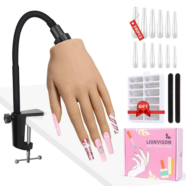 LIONVISON Mano de práctica para uñas acrílicas: mano de maniquí fal...
