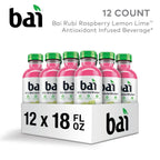 Bai - Bebida de agua infundida con antioxidantes, sabor frambuesa limón lima, con vitamina C y sin edulcorantes artificiales, botella de 18 onzas líquidas, paquete de 12 unidades