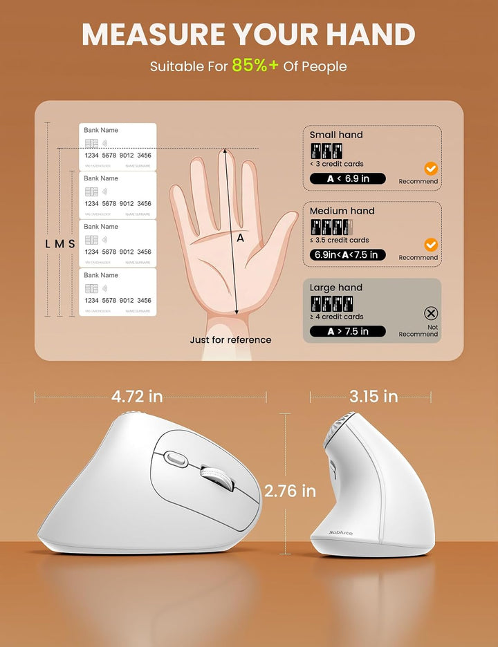 SABLUTE MAM51 Ratón ergonómico inalámbrico con rueda de desplazamie...