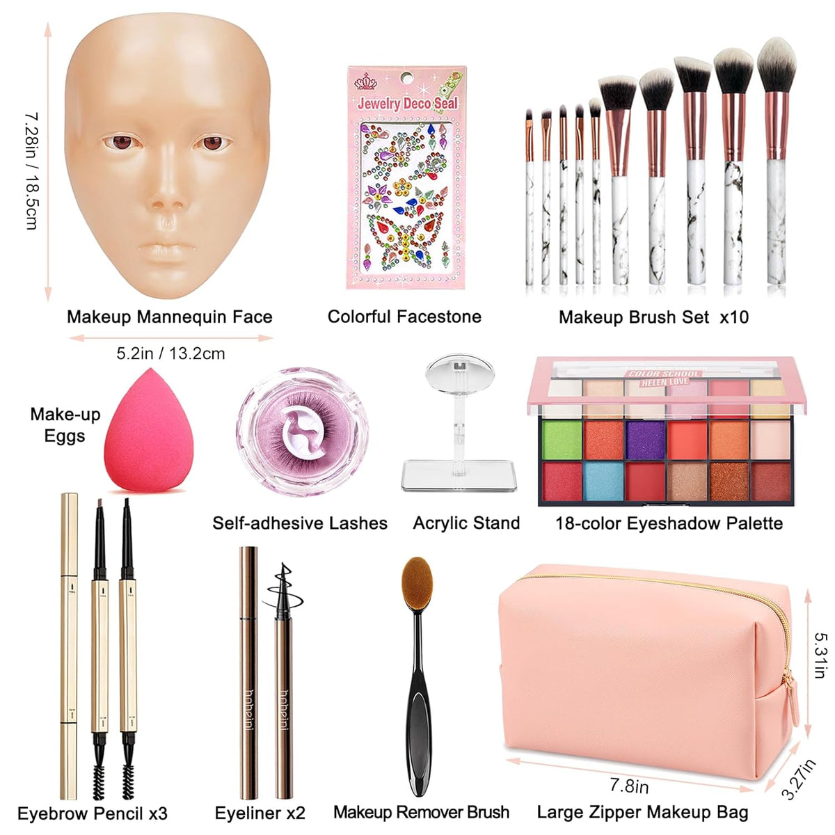 Tabla de práctica de maquillaje de silicona, maniquí de cara comple...