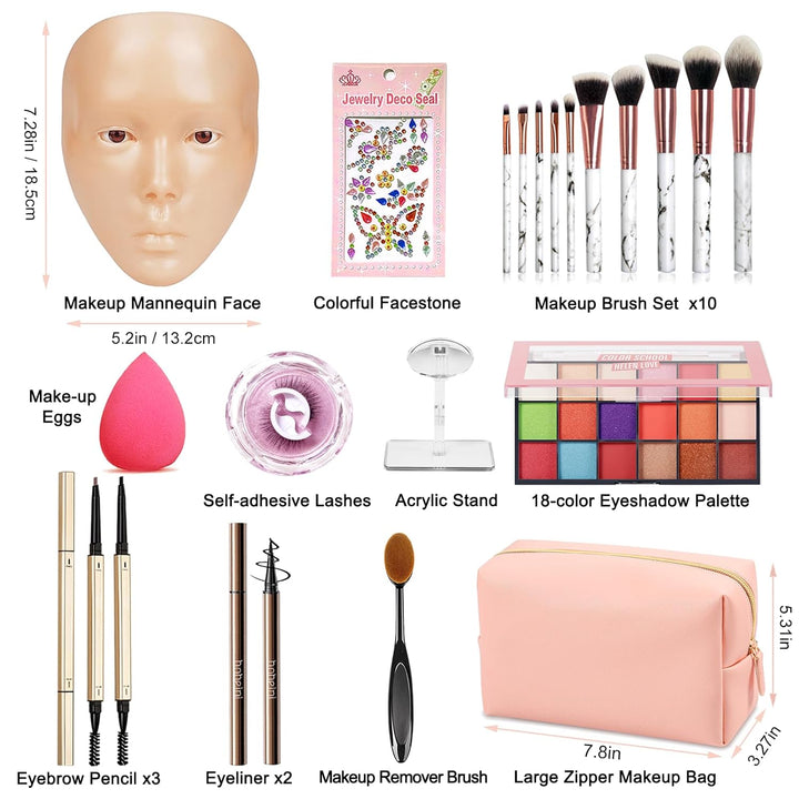 Tabla de práctica de maquillaje de silicona, maniquí de cara comple...