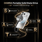 DIGIERA 1TB SSD Magnético Portátil, Unidades de Estado Sólido Externas con USB-C 3.2 Gen 2x2, Velocidad de hasta 2000MB/s, Compacto y Duradero, Compatible con iPhone 15/16 Serie y Otros Dispositivos