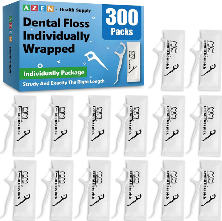 AZEN 300 unidades de hilo dental a granel, púas de hilo dental envu...