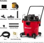 Vacmaster 16-Gallones 6.5 HP Pico† Aspiradora para Seco/Húmedo – VJH1612PF 1101, Rojo