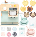 UMU® Cafetera de juguete de madera para niños, accesorio de cocina de juego de simulación para niños pequeños, juego de máquina de café expreso, juguete Montessori para edades de 3, 4, 5, 6