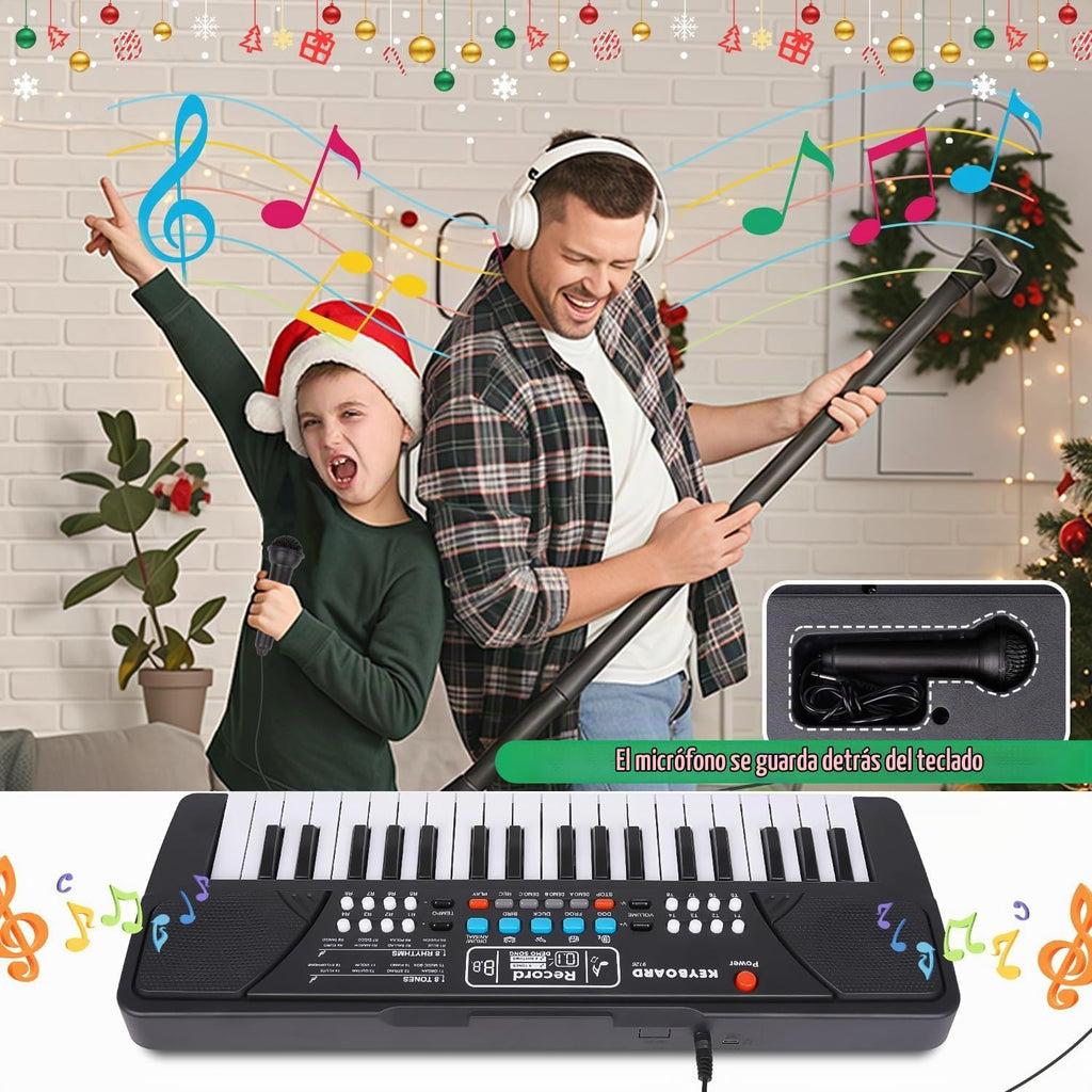 Juguetes de Piano para Niños - Teclado Musical de 37 Teclas para Niños Pequeños con Micrófono