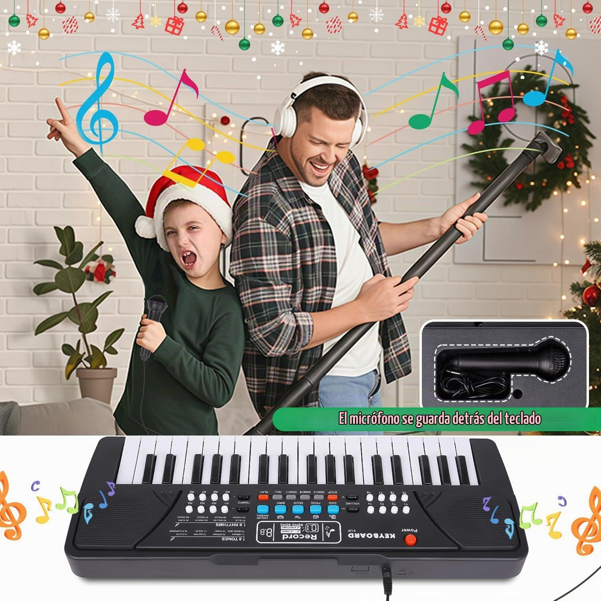Juguetes de Piano para Niños - Teclado Musical de 37 Teclas para Niños Pequeños con Micrófono
