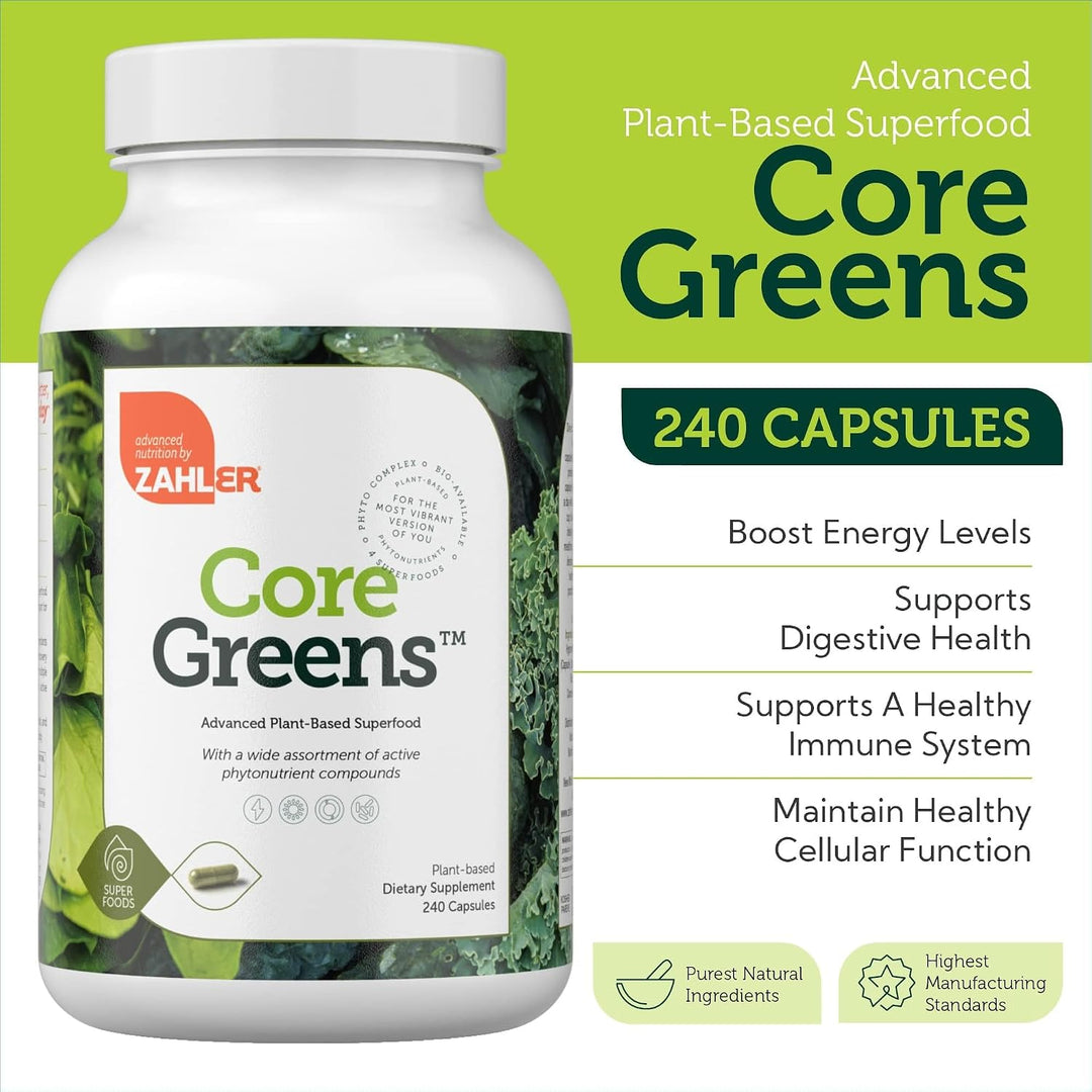 Zahler Core Greens, Cápsulas Superfood Greens, Super Greens con esp...