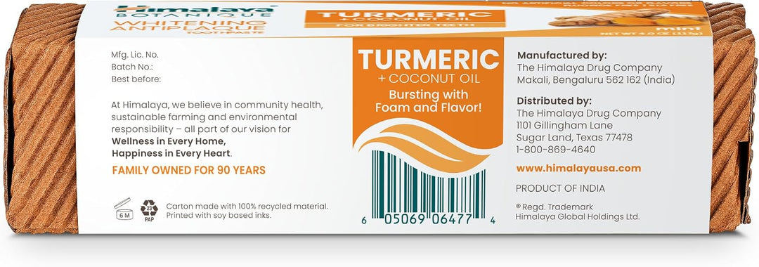 Himalaya Botanique - Pasta de dientes de hierbas antiplaca de cúrcu...