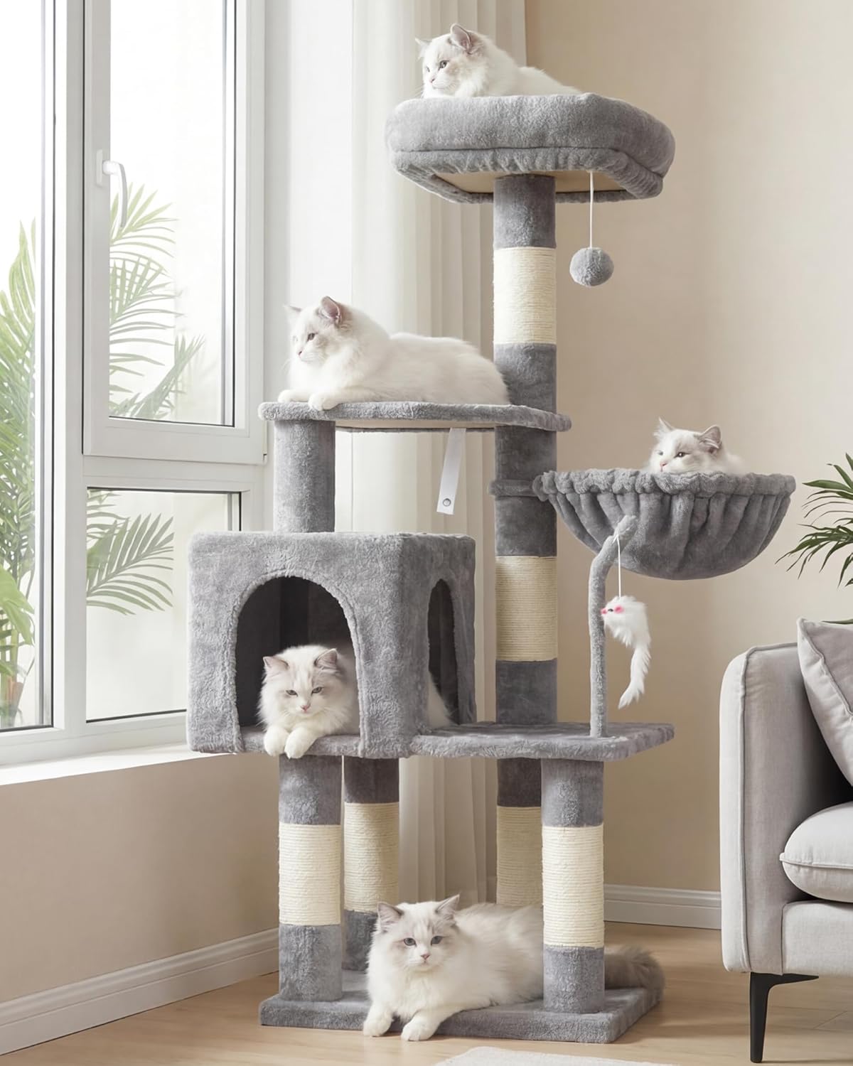 Heybly Árbol para gatos con juguete, torre de gato de 43.3 pulgadas para