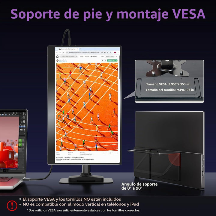 kksmart Monitor portátil de 15.6 pulgadas 4K UHD 145% sRGB 60Hz, mo...