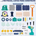 Juego de construcción de trenes con taladro de juguete, juego de