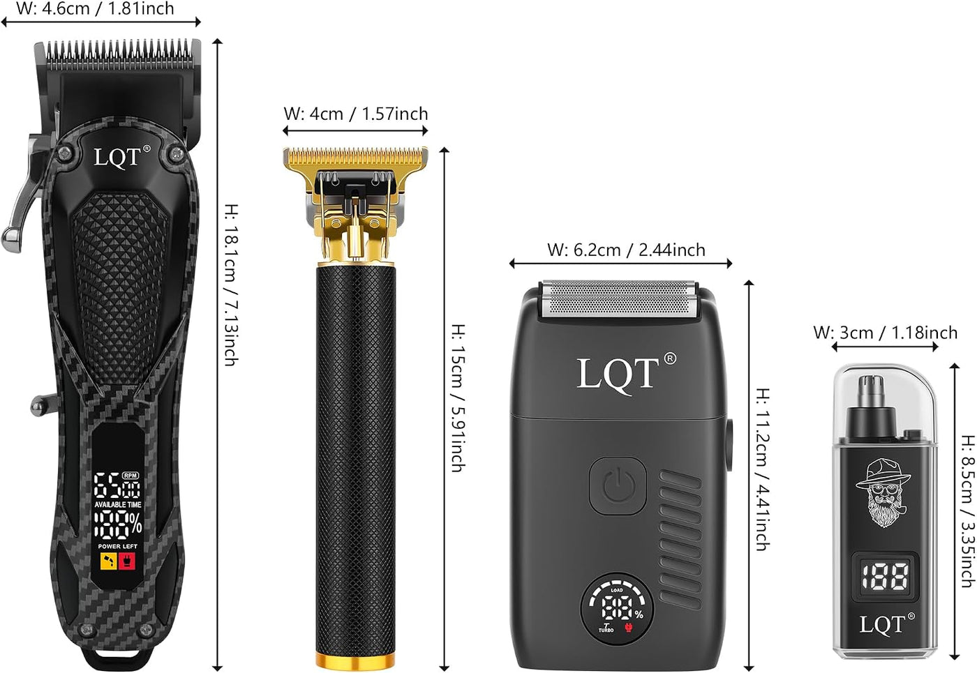 LQT Cortapelos para hombres con pantalla LED de alimentación, kit d...