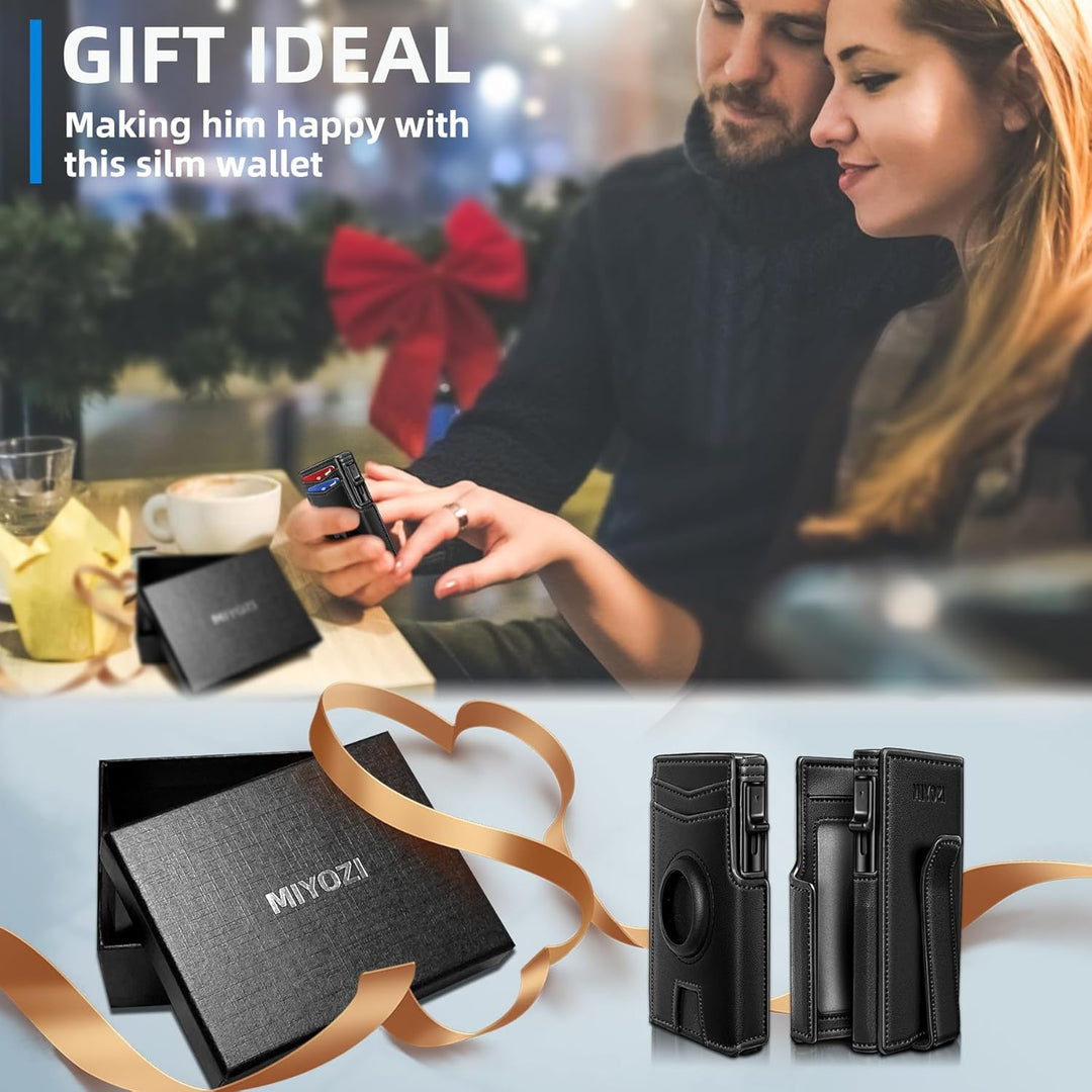 Miyozi - Billetera Airtag para hombre, con clip de dinero, estuche...